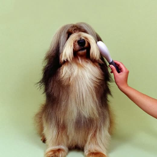 A brushed-out Shih Tzu on a pastel backdrop